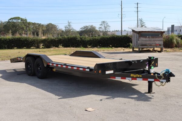 22 Foot Big Tex Heavy Duty with Drive-Over Fender Black Equipment Trailer (14DF-19BK+3KR)